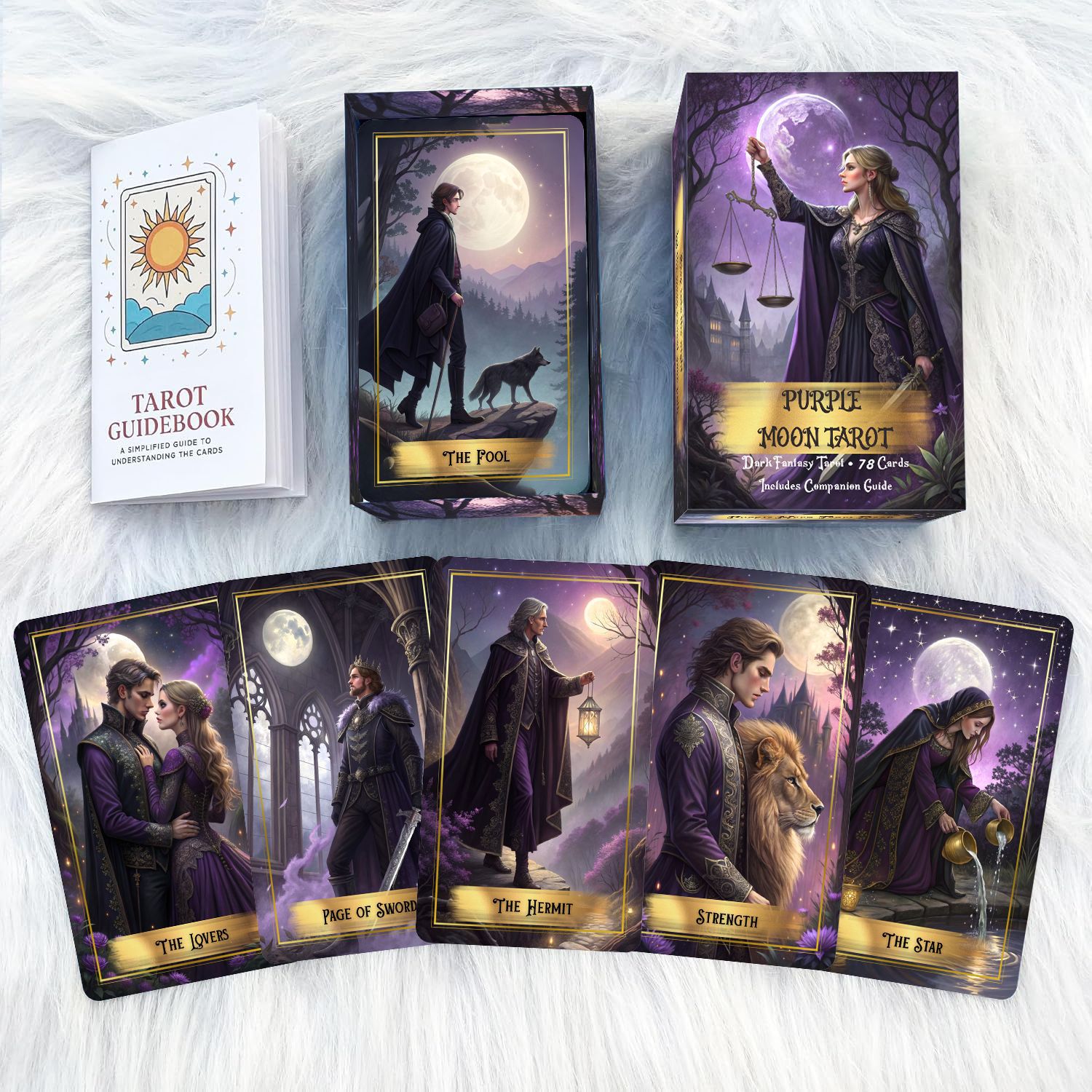 Purple Moon Tarot Cards Deck w - Board Game Oracle ulasan dan harga