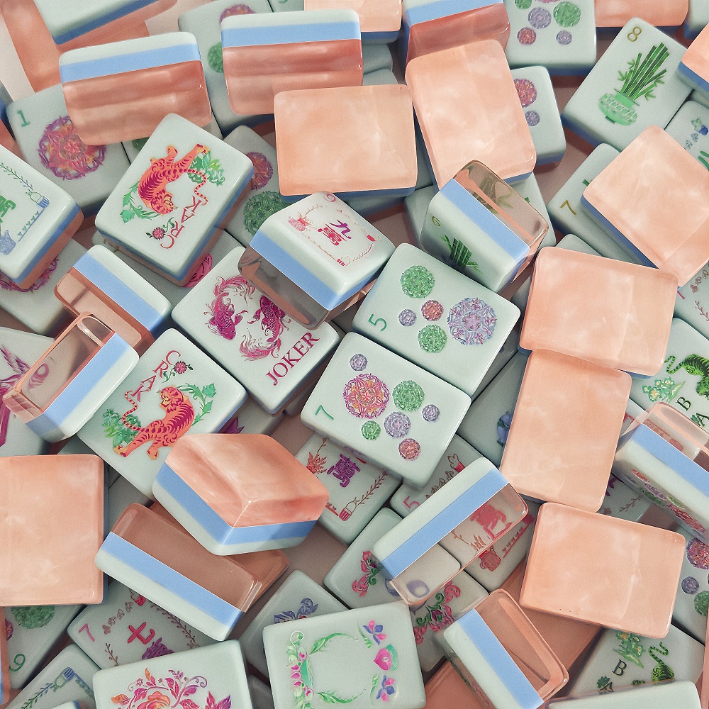 Engraved Pearl Pink Acrylic Am - Board Game Mahjong ulasan dan harga