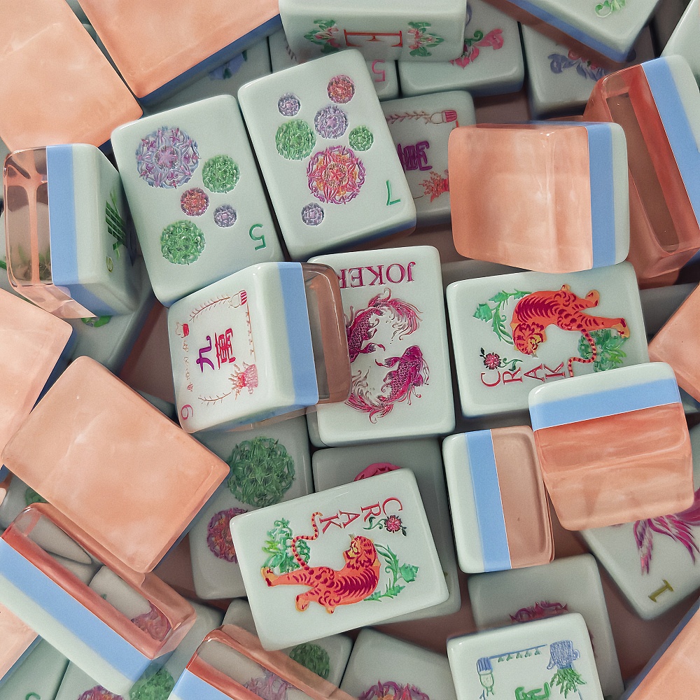 Engraved Pearl Pink Acrylic Am - Board Game Mahjong ulasan dan harga